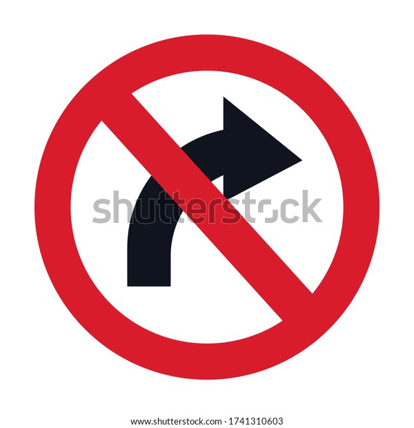 Illustration Traffic Signs Prohibition Turning Right Stock Vector ...