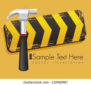 Illustration traffic tape hammer,  under construction, vector illustration