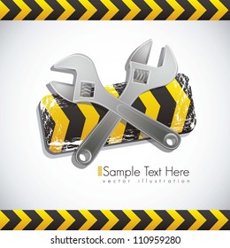 Illustration traffic tape wrench, under construction, vector illustration