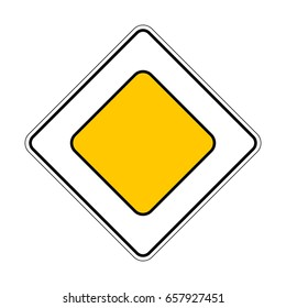 Illustration of Traffic Yellow Roadsign Priority Main Road
