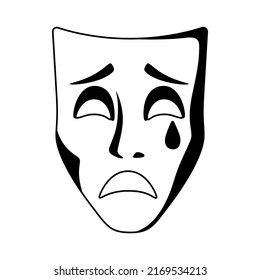Illustration of tragedy mask. Traditional symbol. Image for theatrical performance.