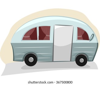 Illustration of a Trailer Van with Visible Curtains