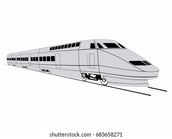 illustration of train. black and white drawing, white background