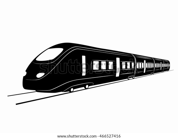 列車のイラスト 白い背景に白黒の図 のベクター画像素材 ロイヤリティフリー