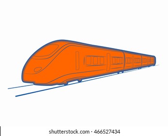 illustration of train. color drawing, white background