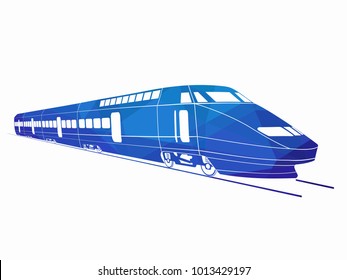 illustration of train. creative triangles drawing, white background