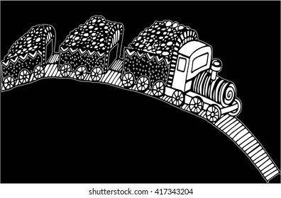 Illustration of train doodle style, hand drawing