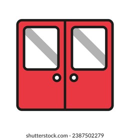 illustration of train door, automatic door at public transport icon vector