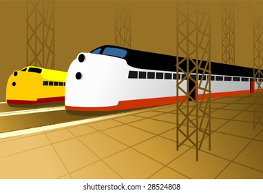 Illustration of Train moving on the way	