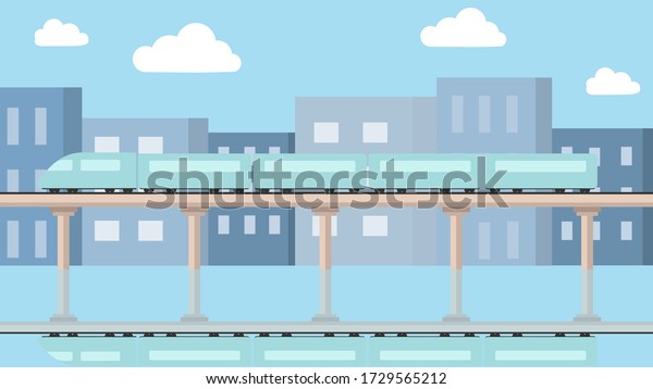 Illustration Train On City Background Vector Stock Vector (Royalty Free ...