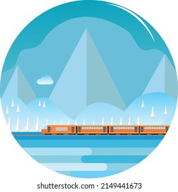 illustration of a train passing by in winter