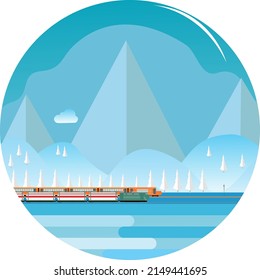 illustration of a train passing by in winter