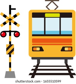 踏切を通過する列車のイラスト のベクター画像素材 ロイヤリティフリー