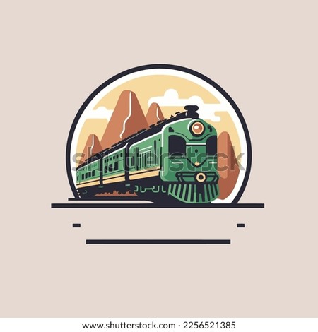 illustration of train rail logo symbol flat color vector locomotive