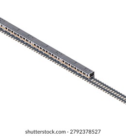 An illustration of a train running on the tracks. An isometric-style illustration without main lines, suitable for use in infographics and diagrams.