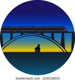 ilustración de un tren con un fondo marino con luz de carretera