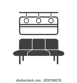 illustration of train seat, train interior, vector art.