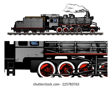 illustration of a train. Simple gradients only, no gradient mesh.