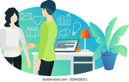 Illustration of transaction conclusion. opening of new startups. business handshake. vector illustration in flat style of a job deal in an interview.