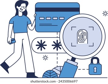 Ilustración de la seguridad de las transacciones con datos biométricos