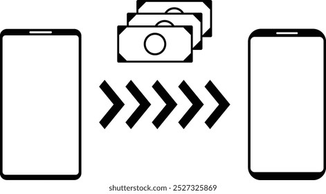 Illustration of transferring money using smartphone banking application