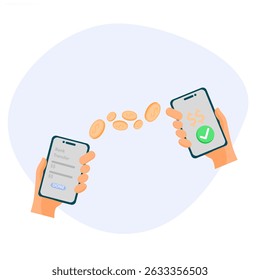  illustration of transferring or sharing money to others. concept of transferring funds to other application users.
