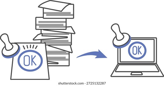 Illustration of the transition from manually stamping approval to digitally stamping approval