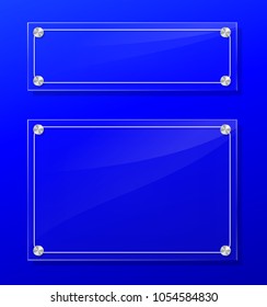 Illustration of transparent frame on blue background