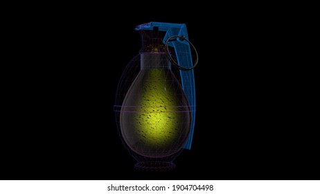 Ilustración de la bomba de armas explosivas de una granada transparente