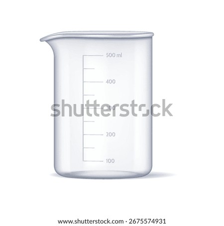 Illustration of a transparent laboratory beaker featuring precise measurement markings. Clean design shows a scientific tool essential for accurate experiments.
