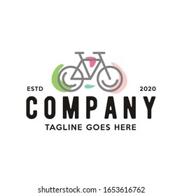 Illustration transportation bicycle colorful sign design logo vector 