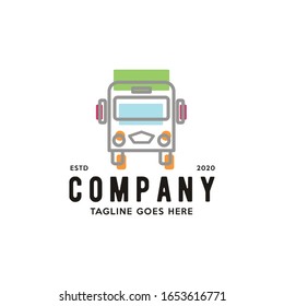 Illustration transportation bus colorful sign design logo vector 