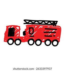 illustration of an Transportation Fire Engine Crayon Doodle