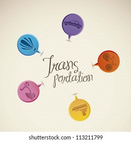 Illustration of transportation icons colored balloons, vector illustration