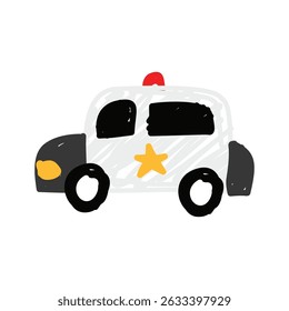 illustration of an Transportation Police Car Crayon Doodle