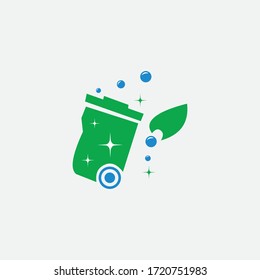 Ilustración de la plantilla de diseño del logotipo del cubo de basura vectorial