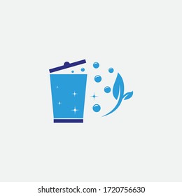 Illustration of trash bin logo design template vector