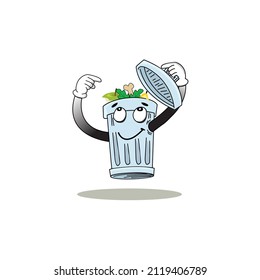 Illustration of trash can cartoon, vector illustration.