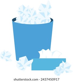 Illustration of a trash can full of trash and tissues