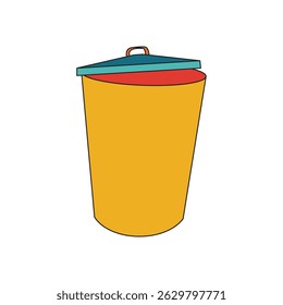 Illustration trash can retro with outline unique design