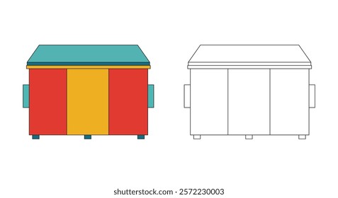 Illustration trash dumpster junk unique design retro with blank background