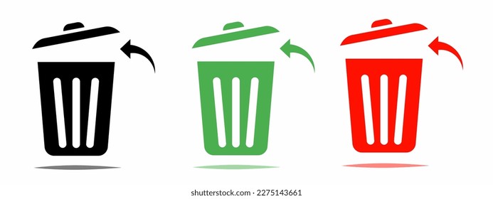 Illustration of trash icon with shadow. Vector illustration.
