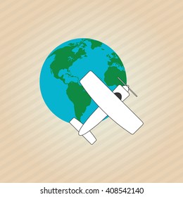 Illustration of travel with airplane, editable vector