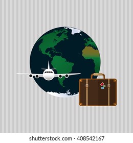 Illustration of travel with airplane, editable vector