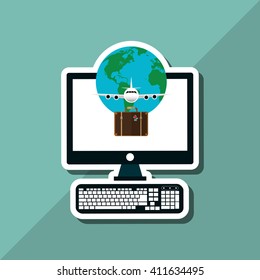 Illustration of travel with airplane, editable vector