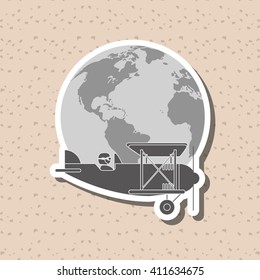 Illustration of travel with airplane, editable vector