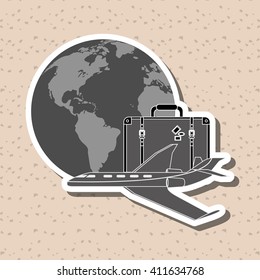 Illustration of travel with airplane, editable vector