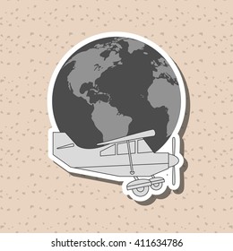 Illustration of travel with airplane, editable vector