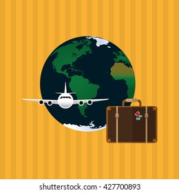 Illustration of travel with airplane, editable vector