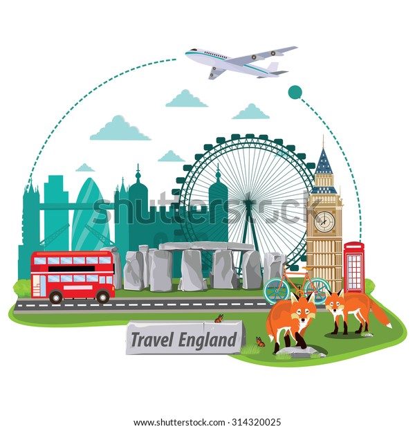 illustration. travel around
England.